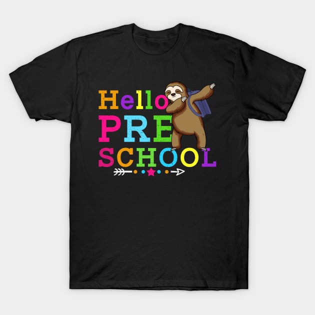 Sloth Hello Preschool Tshirt Teachers Kids Back to school Gifts T-Shirt by kateeleone97023